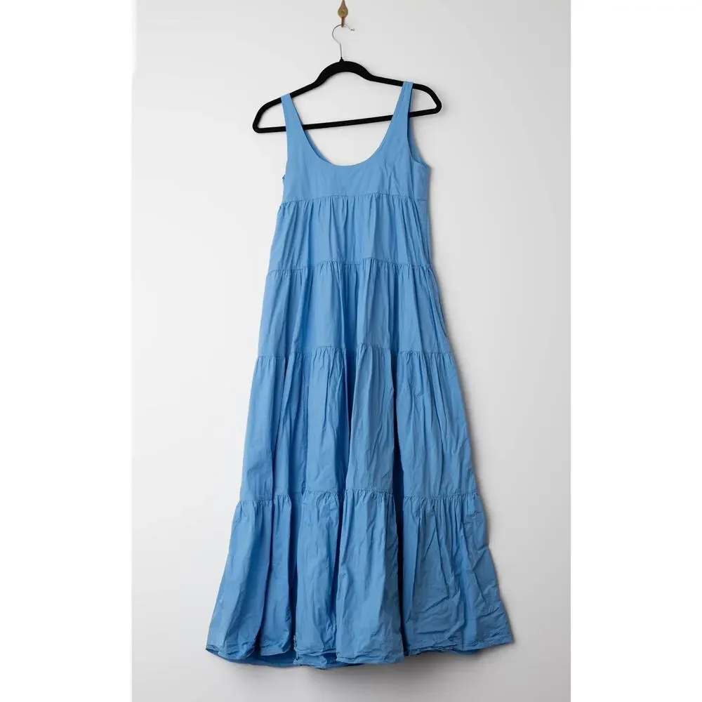 MICHAEL KORS Scoop Neck Tier Blue Cotton Dress - Picture 4 of 8
